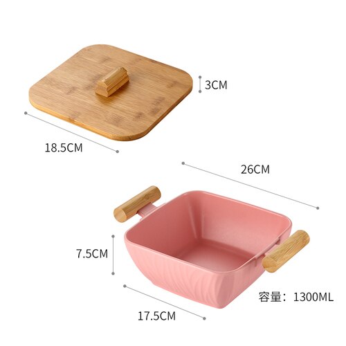 10 Inch Kitchen with Lid Kitchen Salad Fruit Bowl Large Capacity Ceramic Bowl Storage Tray Large with Lid Deep Plate: B003-H
