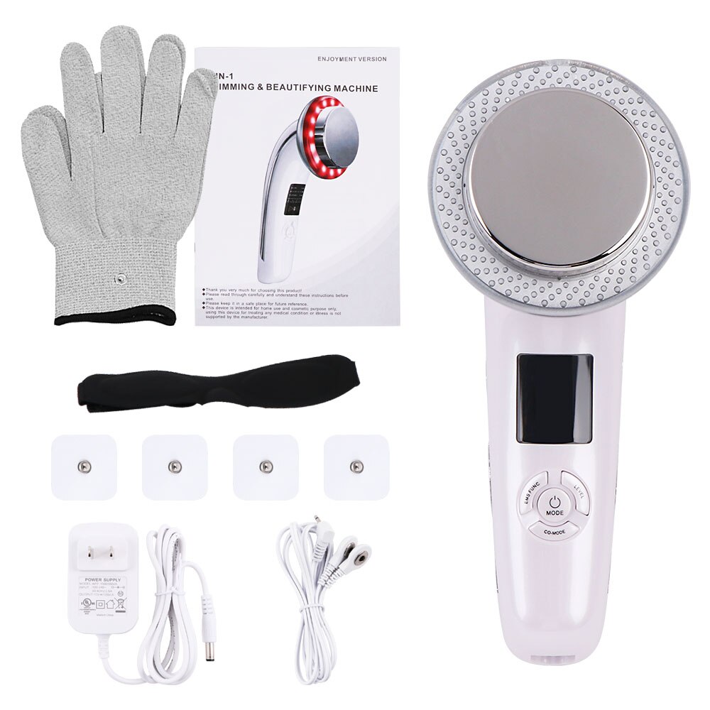 6 in1 led kropsslankende massageapparat digital skærm fedtforbrænder vægttab ultralyd kavitation anti cellulite infrarød enhed: Uk / Hvid ingen kasse