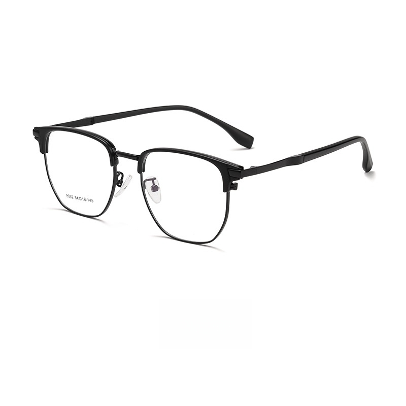 YIMARUILI ultraligera TR90 aleación miopía e hipermetropía gafas de negocios Retro gafas graduadas ópticas marco hombres 8052: Negro