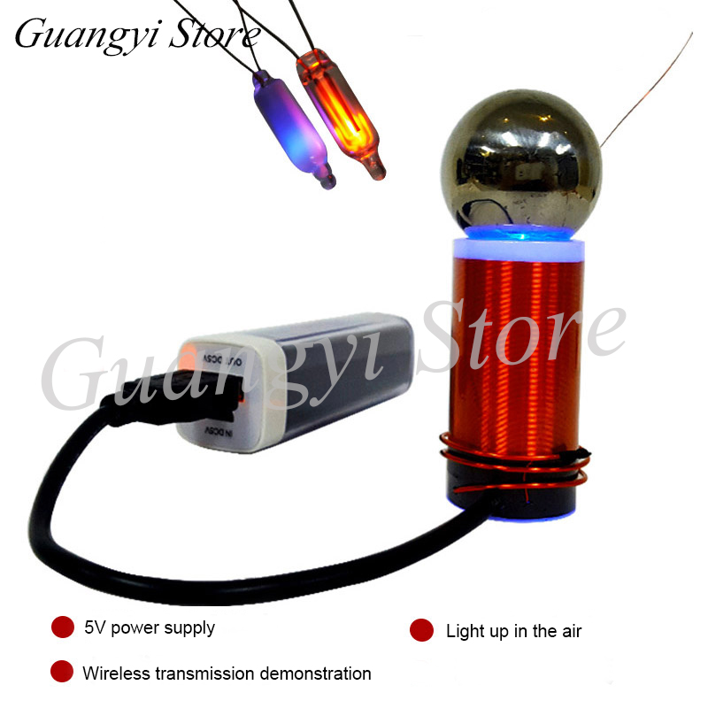 Red World's Smallest Tesla Coil One Watt Power Mobile Power Supply Technology Small Production(It Do Not Include the Power Bank)