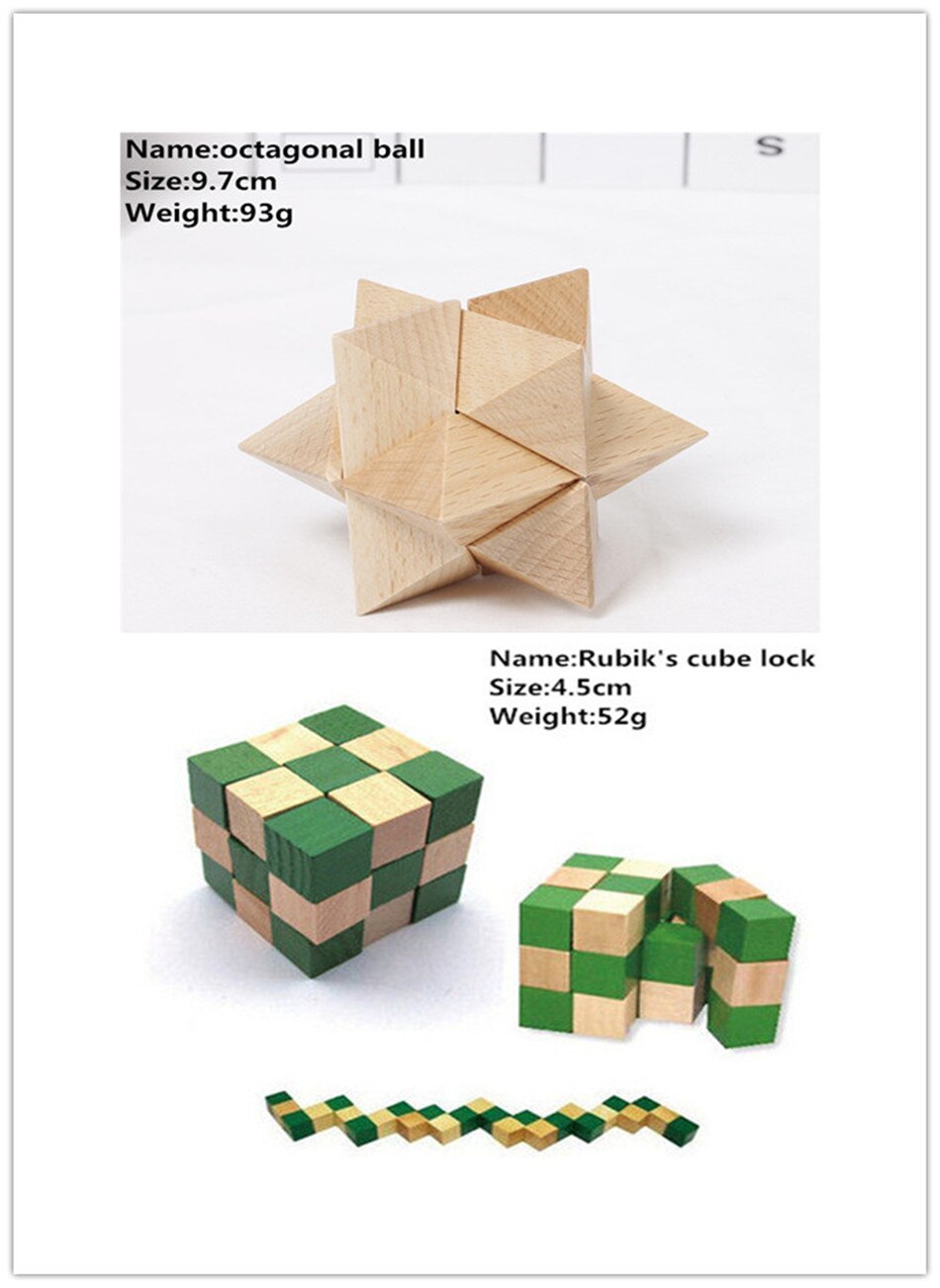 IQ Brain Teaser Cube And Other Styles Lock 3D Wooden Interlocking Burr Puzzles Game Toy Wood For Adults Kids: Zh726