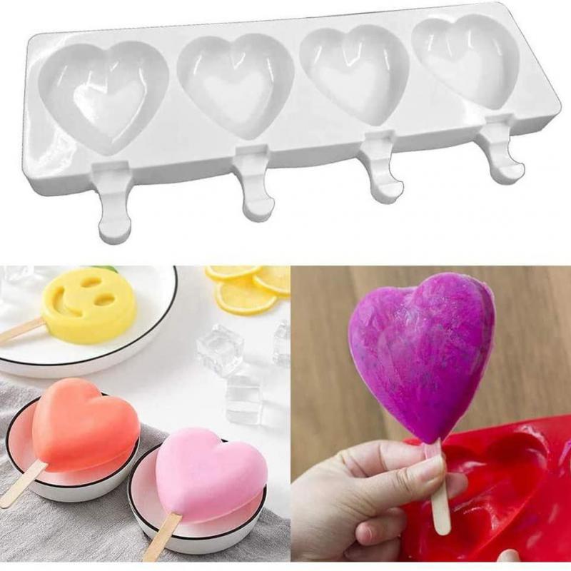 4-Cavity Popsicle Mold 2Pcs Ijs Maken Tool Set Diy Bakvorm Popsicle Cakevorm Te schoon Candy Bar