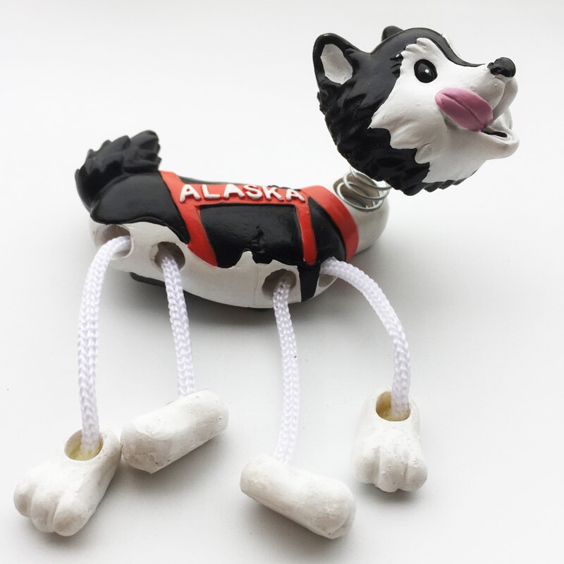 Alaska Dog Fridge Magnets Tourism Souvenir 3d Spring Feet Hanging Crafts Refrigerator Stickers Cute Cartoon Magnetic Ideas