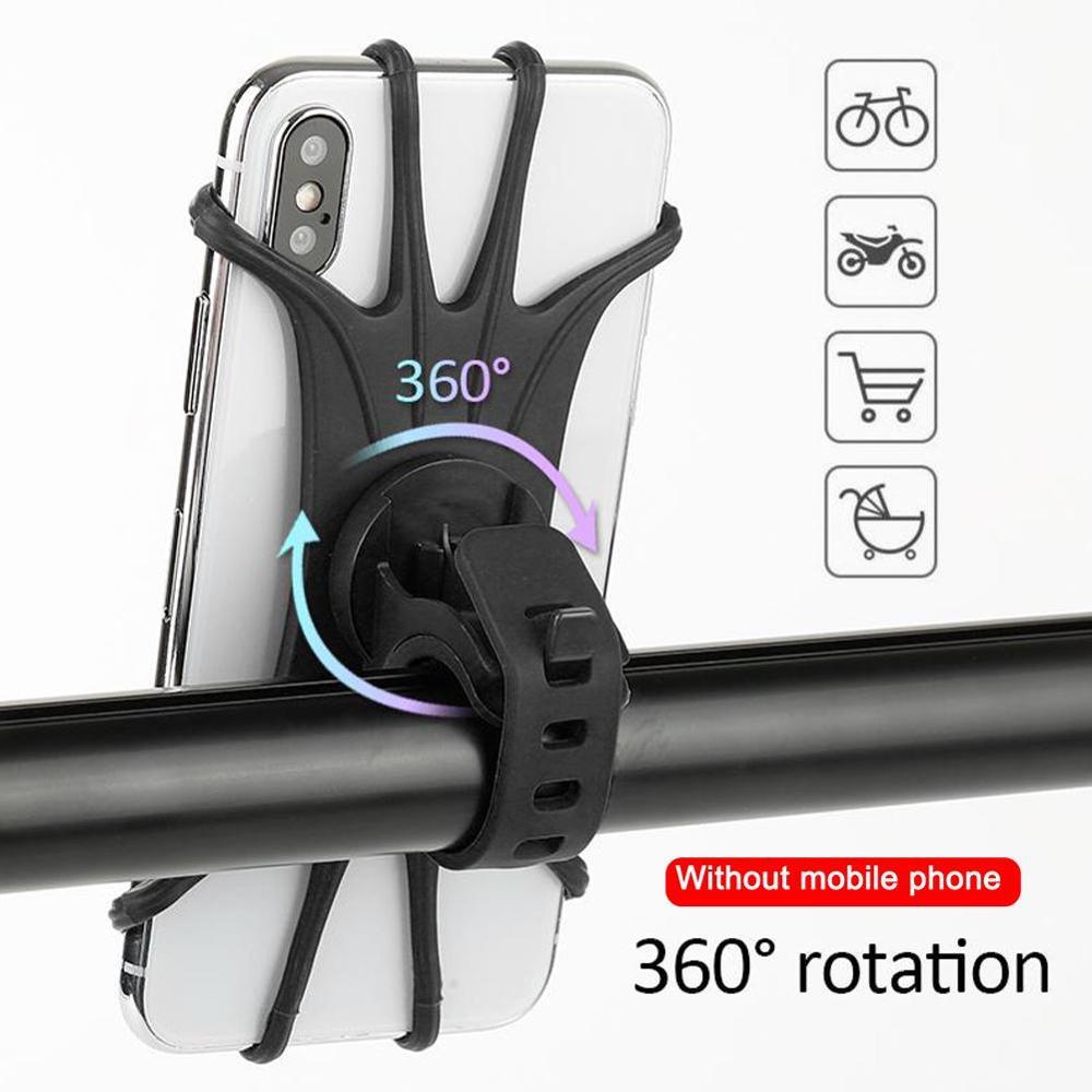 Soporte Universal para manillar de bicicleta de motocicleta soporte de teléfono de silicona para montar se puede girar montaje de coche