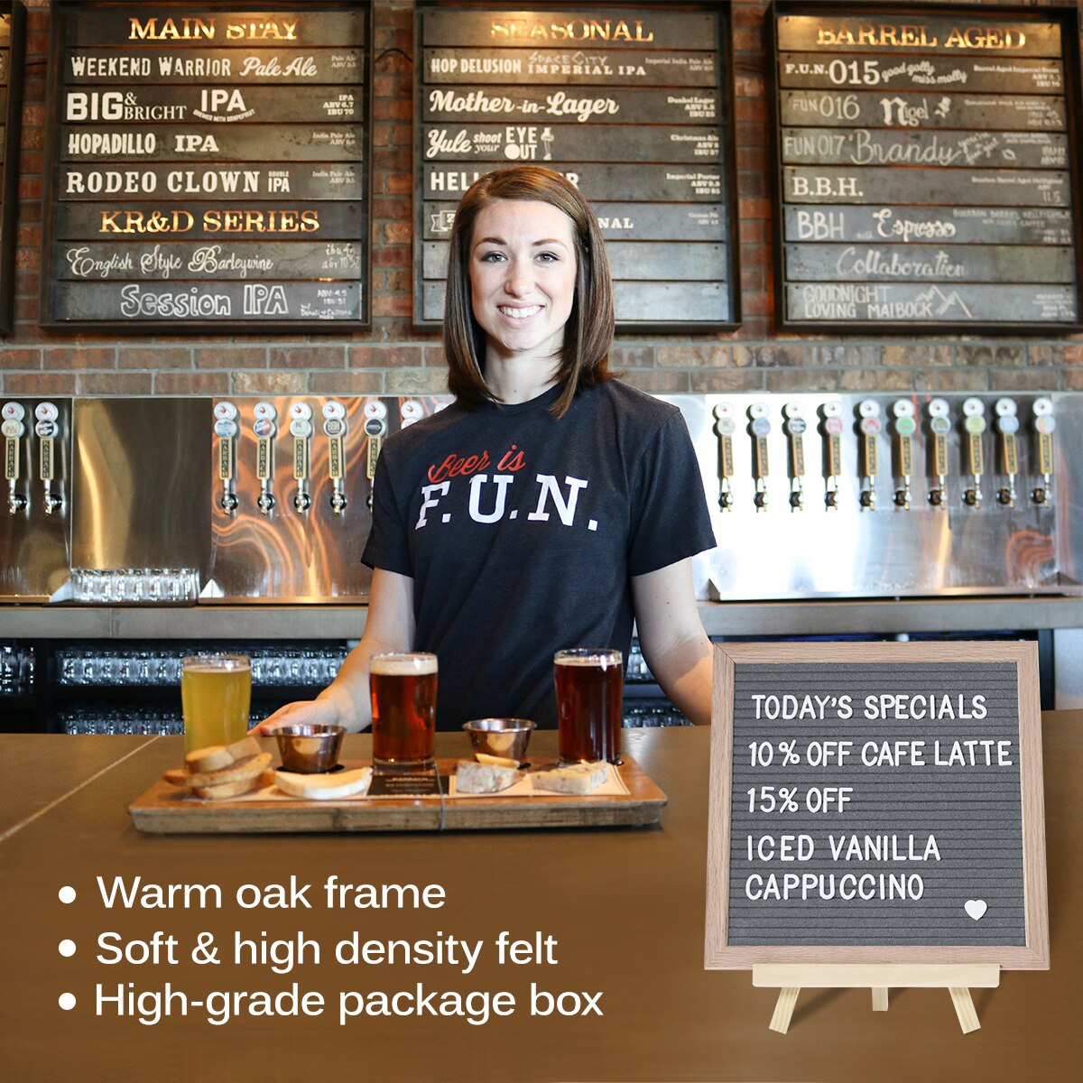 STOBOK 10x10 Inches Grey Felt Letter Board Set Practical Message Board For Craft Classroom Restaurant Announcement Decor