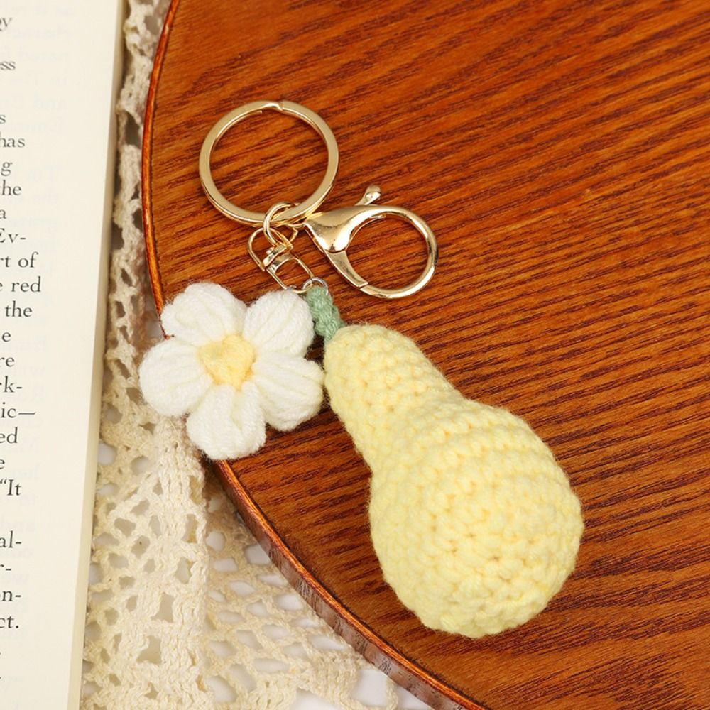 Neue gestrickte Frucht Schlüssel bund Simulation Erdbeer Kirsche Birne Pfirsich Schlüssel ring Frauen Mädchen Auto tasche Schlüssel Anhänger Schmuck Schlüssel halter: Brown