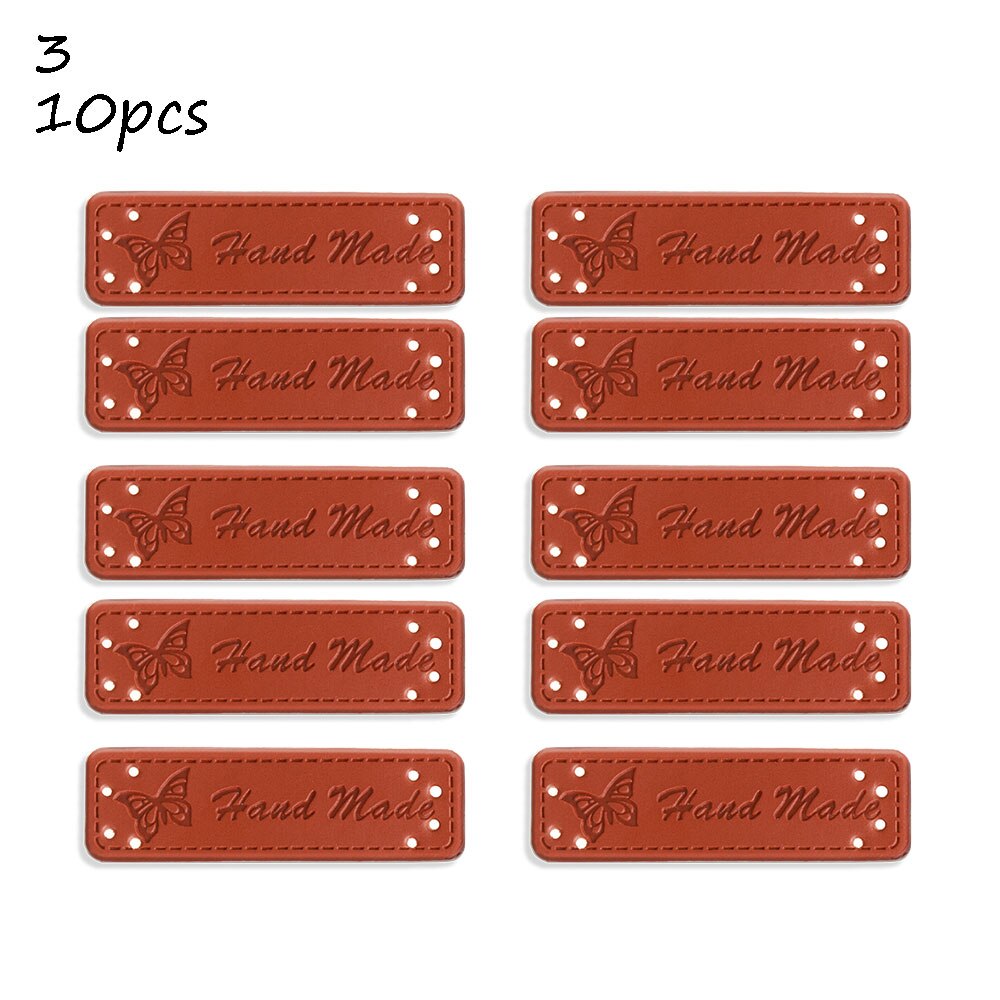10 stuks retro synthetisch pu leren label diy handgemaakte naailabels leren patch benodigdheden voor kleding naaiaccessoires: 3