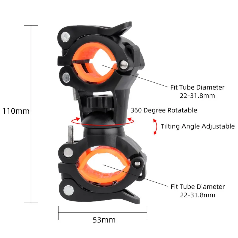 Deemount 360 ° Rotation Kippen Einstellbar Fahrrad Lampe Taschenlampe Stand Halterung Universal Radfahren Clip Clamp LED Taschenlampe Halter