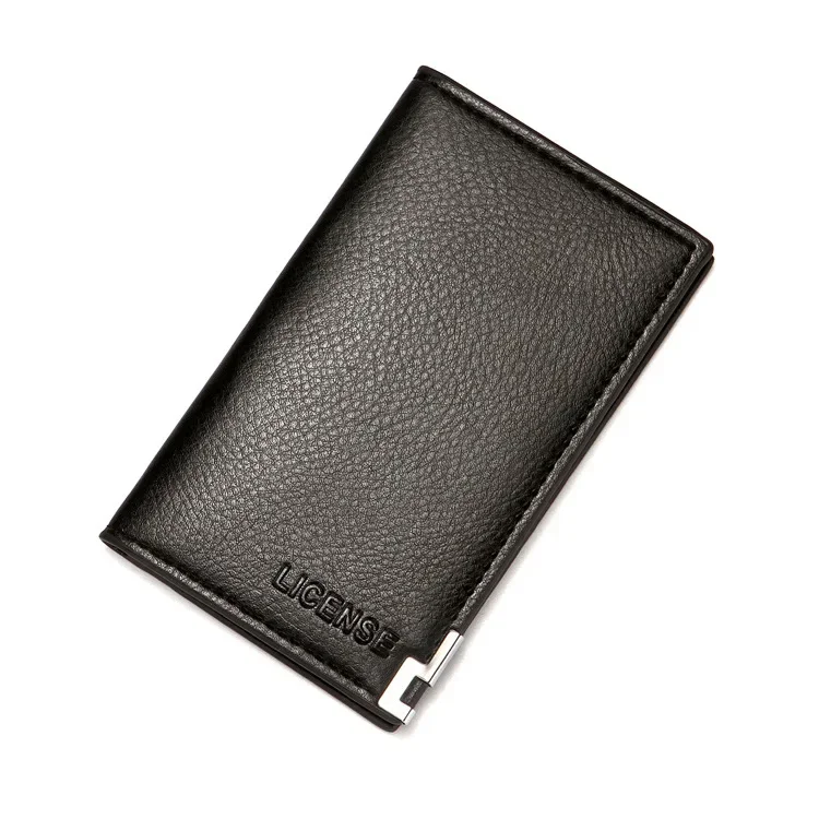 Loja de cierre hacia abajo, venta de liquidación, bolsos de cuero PU para tarjetas de crédito, monedero con patrón de lichi para hombre, tarjetero de identificación y tarjetas de visita: Beige