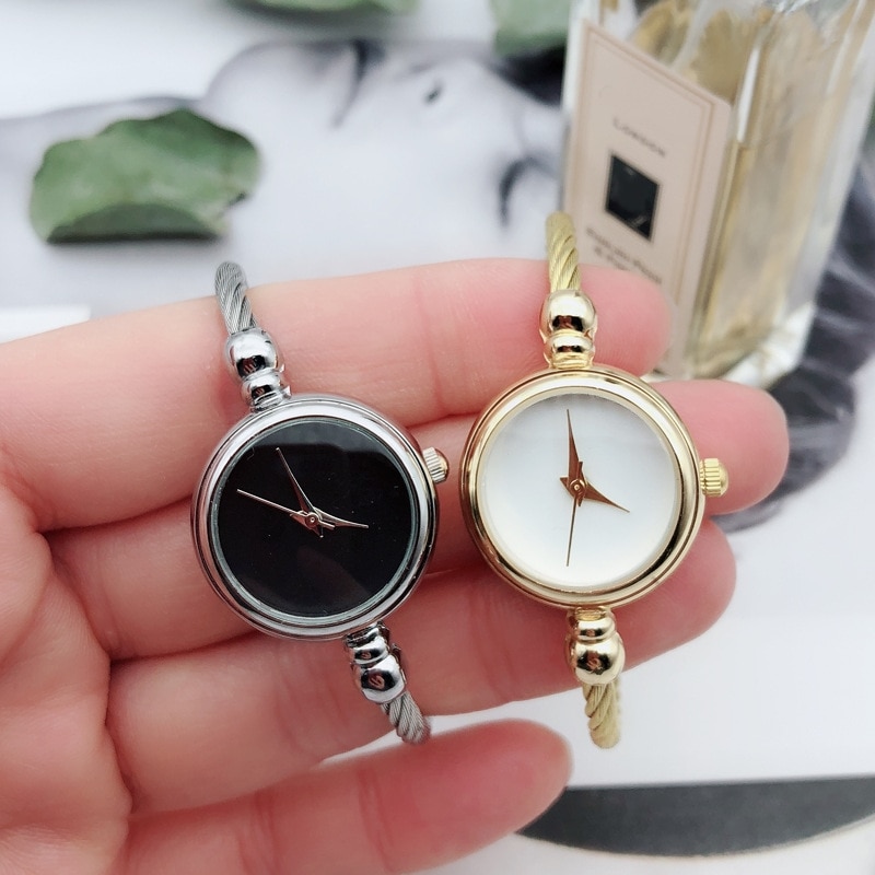 1Pcs Vintage Retro Quartz Horloge Dames Vrouwen Jurk Armband Horloge Roestvrij Staal Chic Horloges Goud Zilver