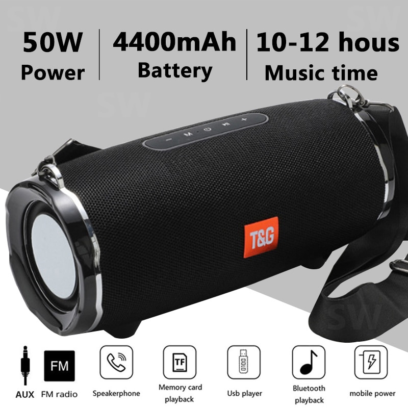 TG187 Altoparlante Bluetooth da 50 W ad alta potenza Colonna portatile impermeabile da esterno Altoparlante potente per altoparlanti per computer Subwoofer BoomBox Supporto per sistema 3DStereo Music Center TF FM AUX