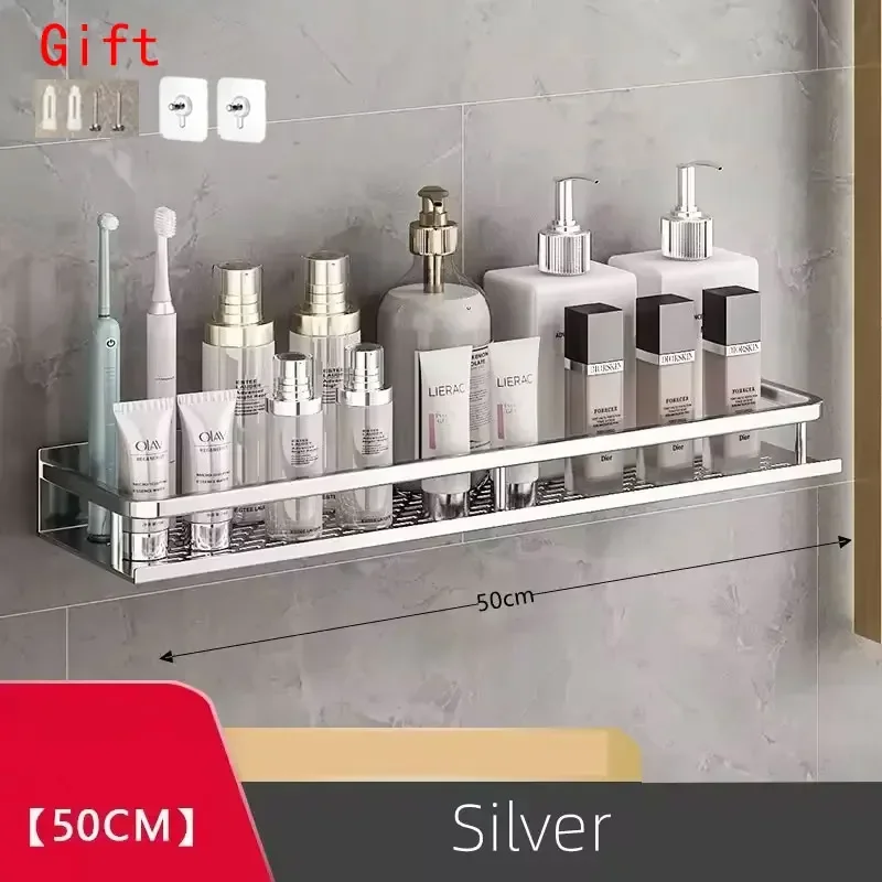 Estante de pared para baño, estante de almacenamiento para ducha, organizador de almacenamiento de maquillaje, estante para champú de aleación de aluminio, accesorios de baño