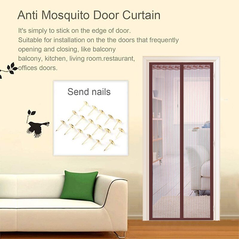 Håndfri magnetisk myggenet dørnet anti myg insekt flyve dør skærm magnetisk gardin mesh til døren køkken gardiner