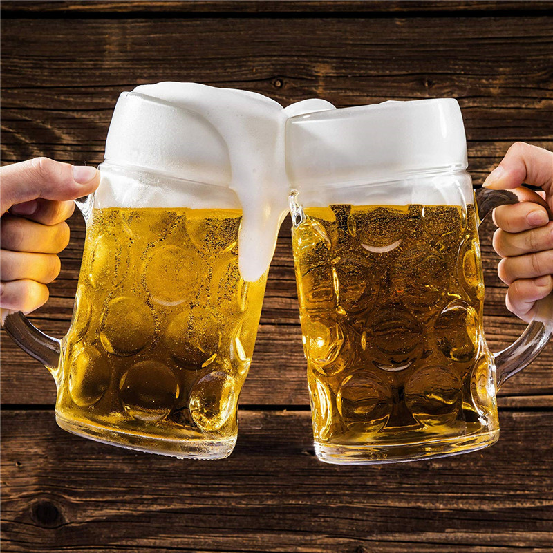 Verre à bière épaisse, grande capacité 1000ML, verre en cristal Transparent avec poignée pour fête de Club-Bar, maison