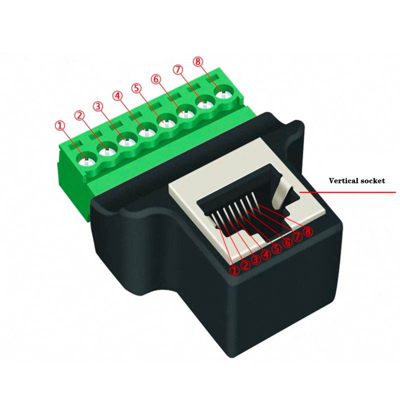 Bloque de terminales RJ45 a tornillo, conector 8P Ethernet Rj45 macho hembra a Cable adaptador de red de Terminal de tornillo de 8 pines para CCTV DVR: Negro