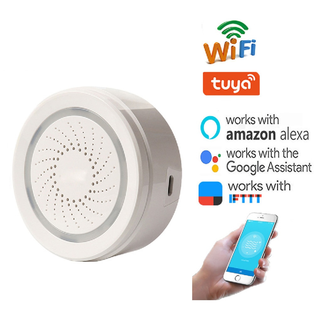Smart Home WiFi Siren Alarm Sensor USB Power Via iOS Android APP Notification Plug And Play No HUB Requirement