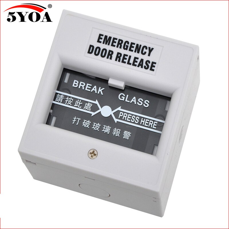 5YOA Emergency Door Release Fire Alarm swtich Break Glass Exit Release Switch Glass Break Alarm Button: white