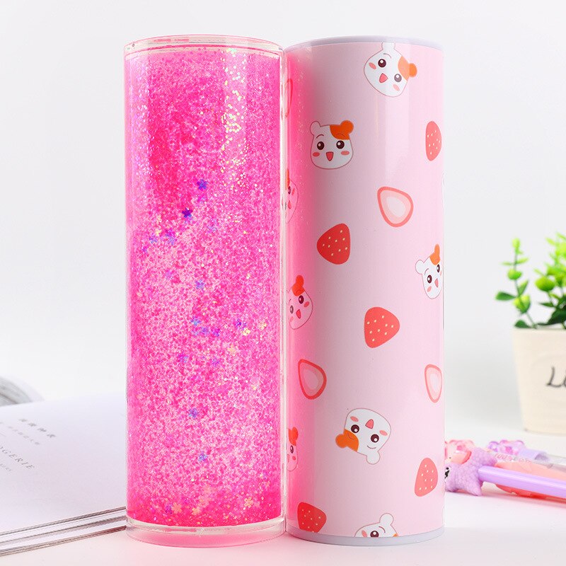 Pencil Case Translucent Quicksand Pencil Cases Multifunction Pencil Box Cylindrical Pencil Box Large Capacity Kid Whole: 14