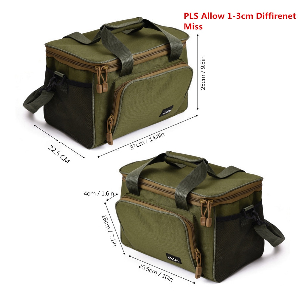 Lixada Fishing Bag Portable Multifunction Canvas Fishing Lure Reel Shoulder Waist Backpack Bag for Carp Pesca 37 * 25 * 25cm