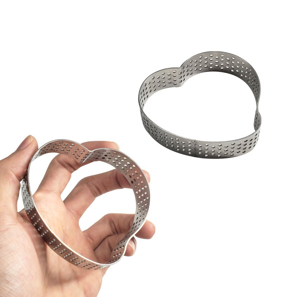5/1 stk mini mousse kagering i rustfrit stål perforeret form gør det selv æggetærte ring dessert cookies bageform kage bageværktøj