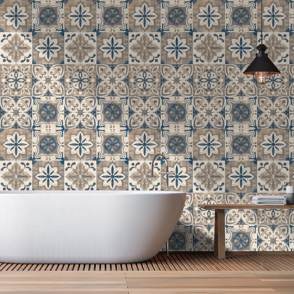 Telha adesivos de parede auto adesivo telhas do banheiro retro simulação telhas à prova ddiy água diy pvc bens para casa e cozinha