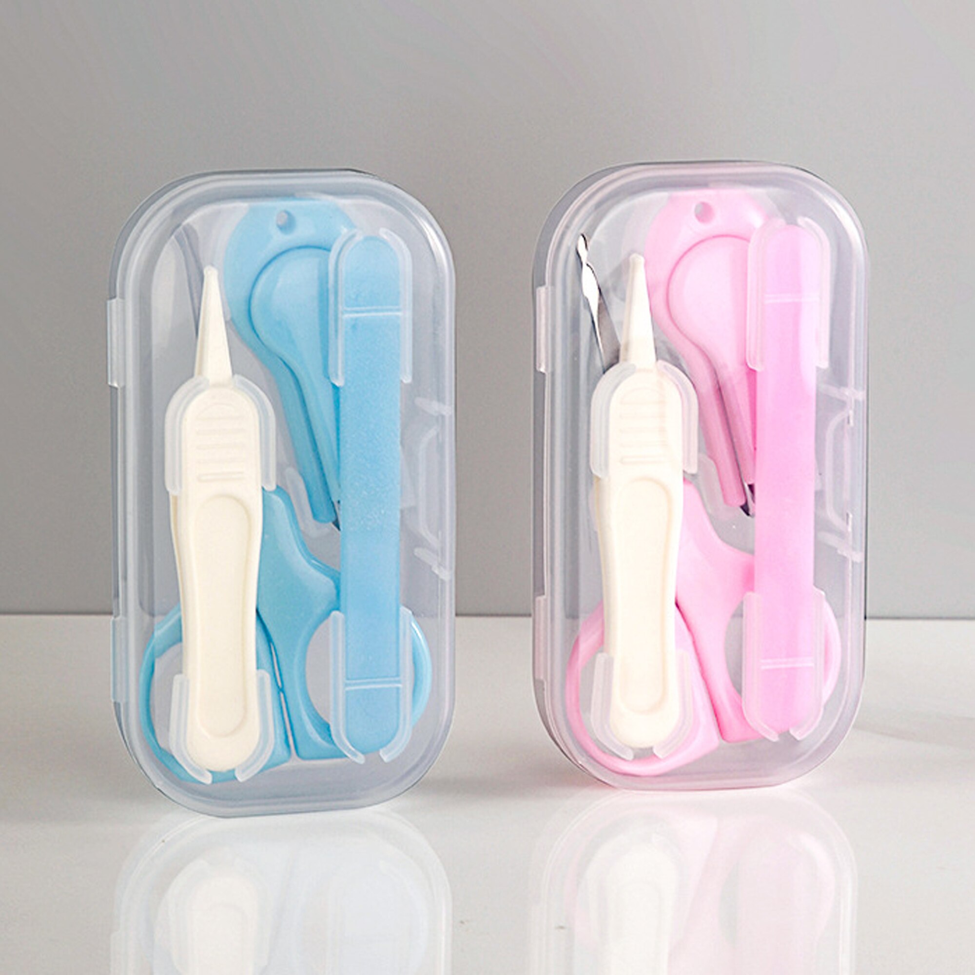 Baby Nail Clipper 4 Piece Set Children's Infant Toddler Preschooler Scissors Tweezers Sharpening Stick Newborn Anti-Pinch