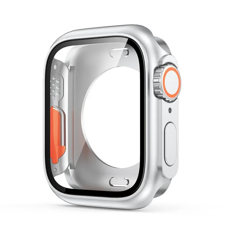 Tempered Glass+Cover For Apple Watch case 46mm 42mm 45mm 44mm 41mm 40mm Screen bumper Protector for iwatch serie 10 9 8 7 6 SE 5: RED / 1 Inches