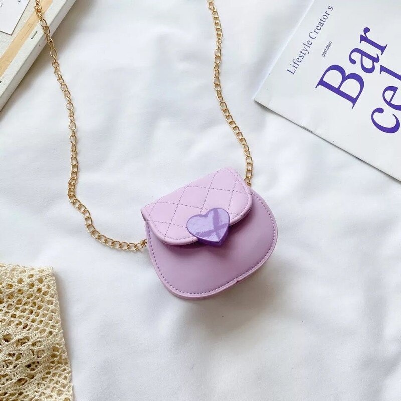 Just taolovely-stijl portemonnee voor babymeisjes, kleine leren hartvormige tassen voor peuters, schoudertas, mini-portemonnee  jt125: Paarse stijl b