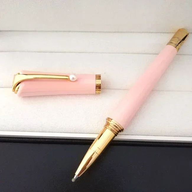 2025 bolígrafo rojo rosa negro oro perla clip Muse Marilyn Monroe rolller bolígrafos papelería coreana: Transparente / efectivo