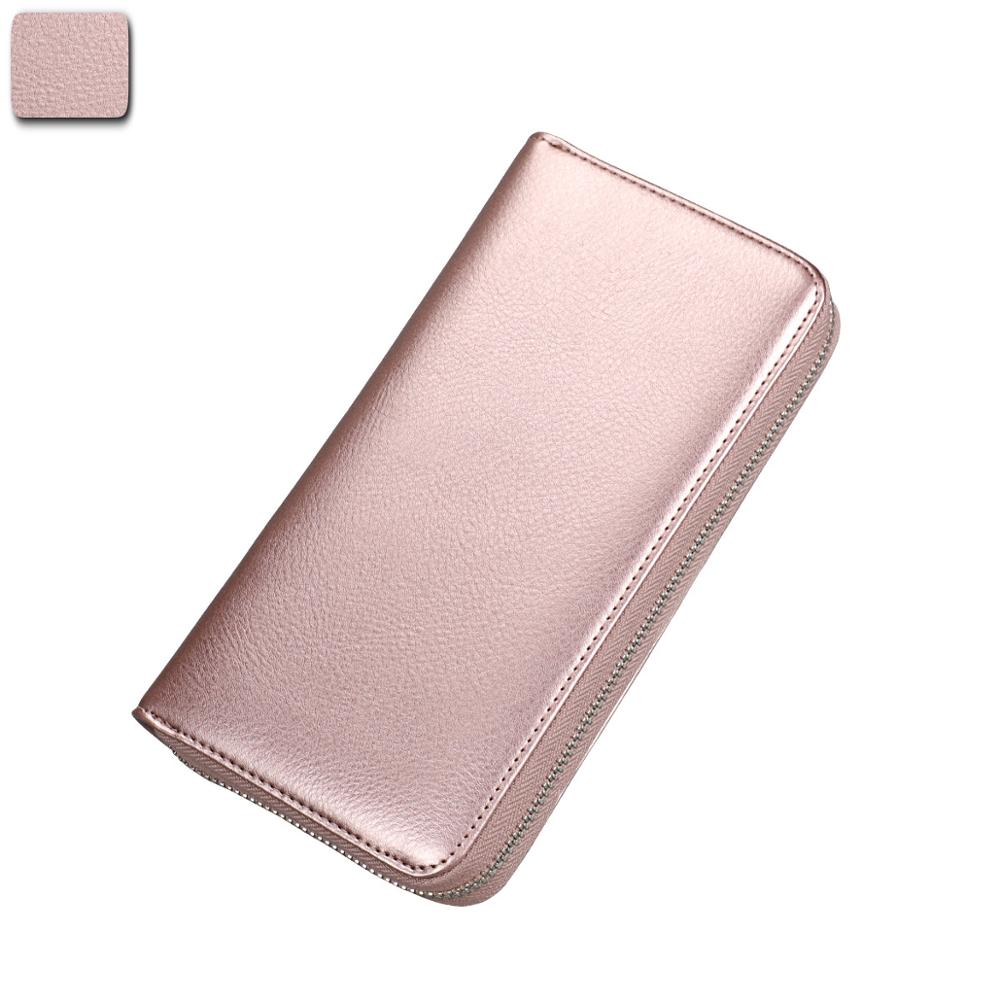 Leather RFID Blocking Credit Card Holder Men Anti Theft Travel Passport Long Wallet Women Business ID Holder 36 Cards Purse: Rose gold