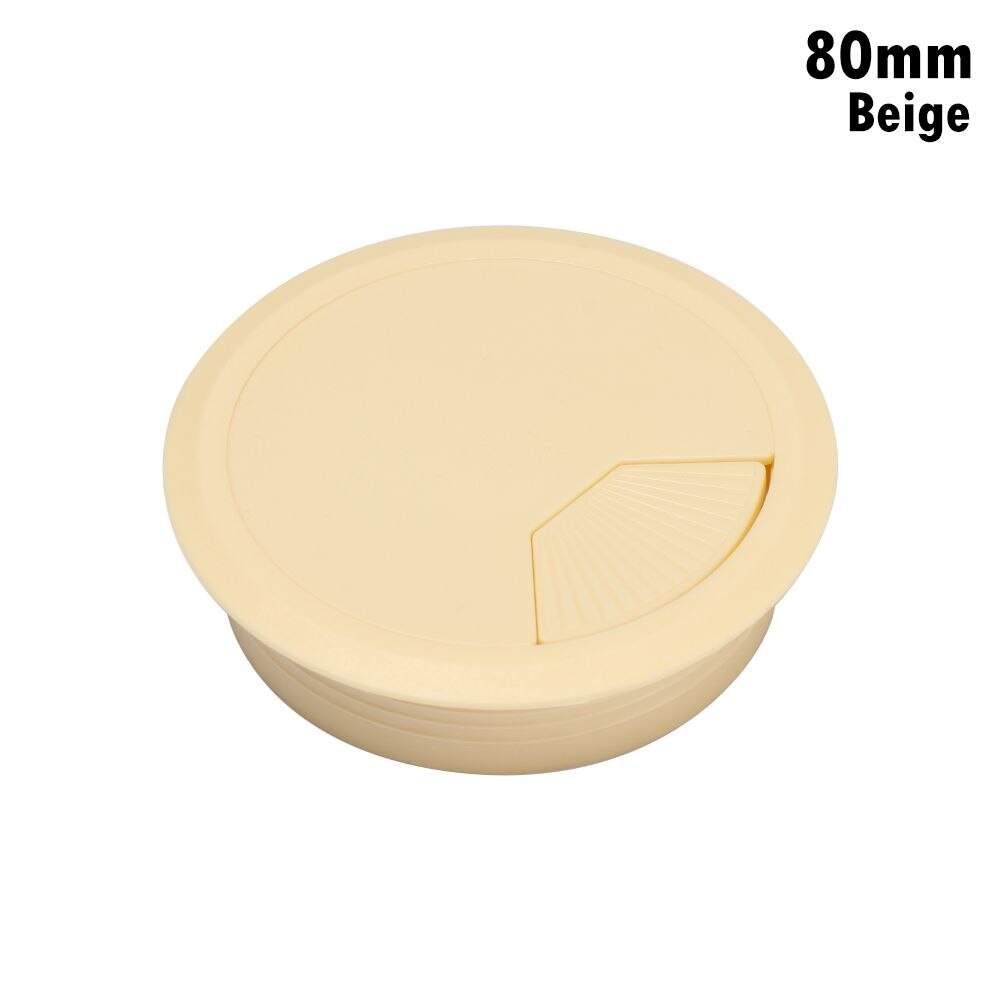 60/80mm Desk Table Plastic Cable Hole Cover PC Computer Desk Round Wire Tidy Grommet: beige-80mm