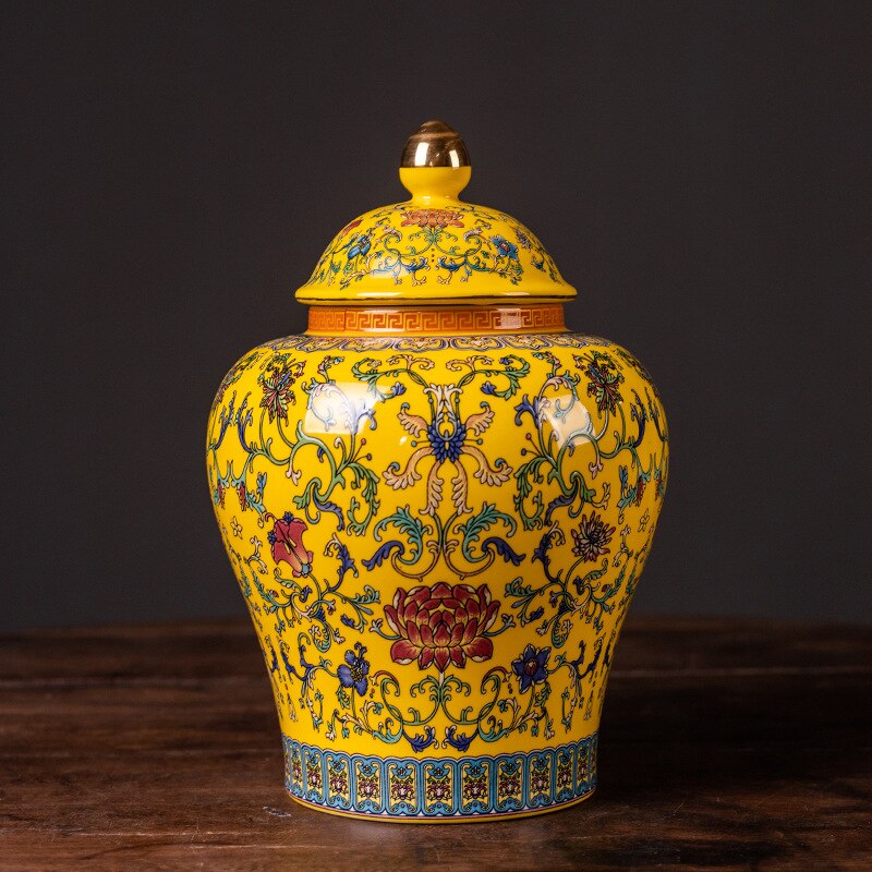 Moderne Rode Geschilderd Bloem Keramische Potten Opslag Grote Capaciteit Verzegelde Thee Blikken Gilded Porselein Ambachten Snoep Potten Woondecoratie: B