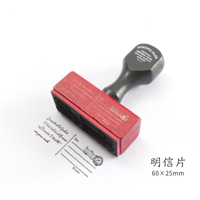 Sello clásico de madera con mango, sello de serie DIY de goma de madera, sellos para álbum de recortes, papelería, álbum de recortes, sello estándar: D