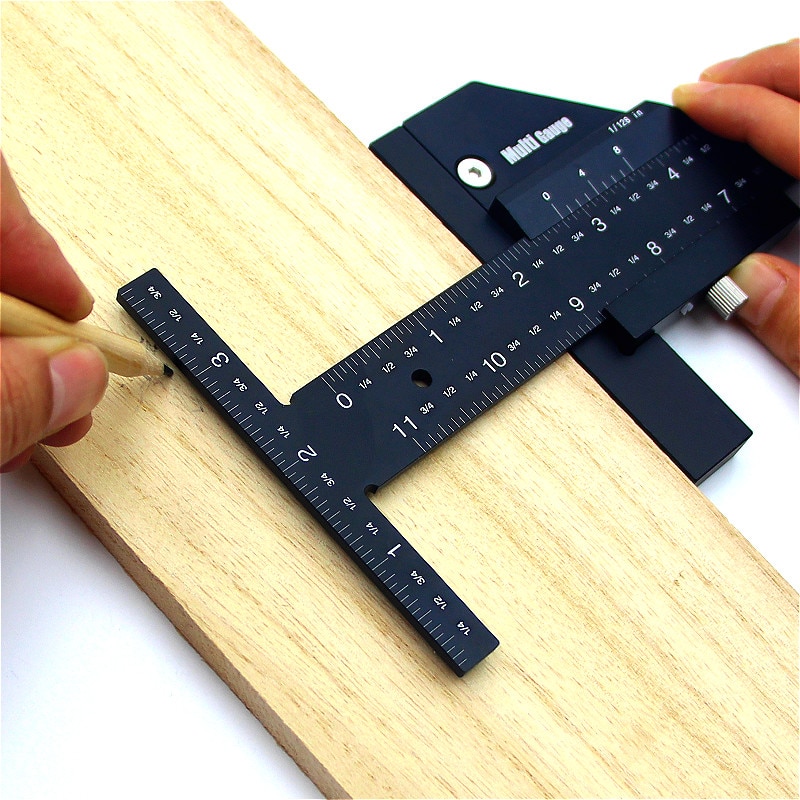 Woodworking Sliding Gauge Multi-function 300mm Marking Ruler Depth Gauge Aluminum Alloy T-Square Scribe Measuring Tools