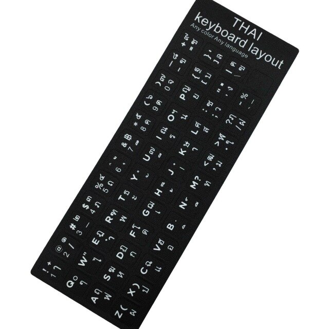Autocollants clavier d'ordinateur portable étanche espagnol/anglais/russe/français Deutsch/arabe/coréen/japonais/hébreu/thaï disposition du clavier: Thai Black