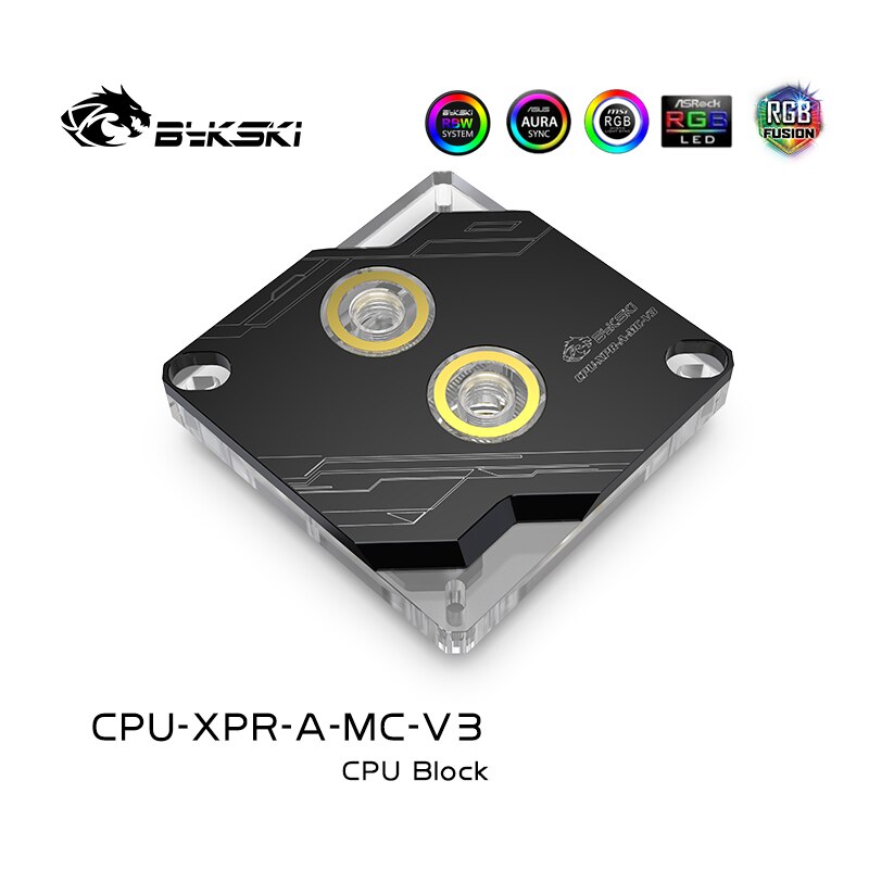 Bykski CPU-XPR-A-MC-V3 RBW RGB Led CPU Water Cooling Block for Intel 115x 1200 1700 Black