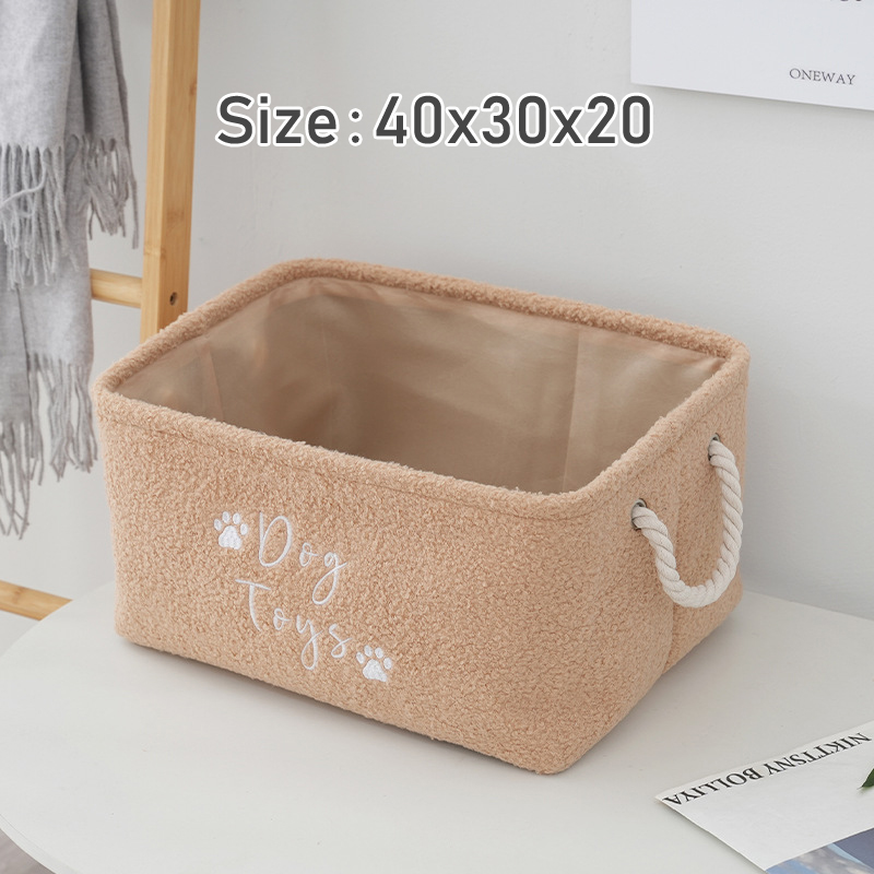 Panier à jouets en peluche pour chien, boîte de rangement pliable avec poignée confortable, adapté au ranger des accessoires de jouets pour animaux de compagnie: Bleu