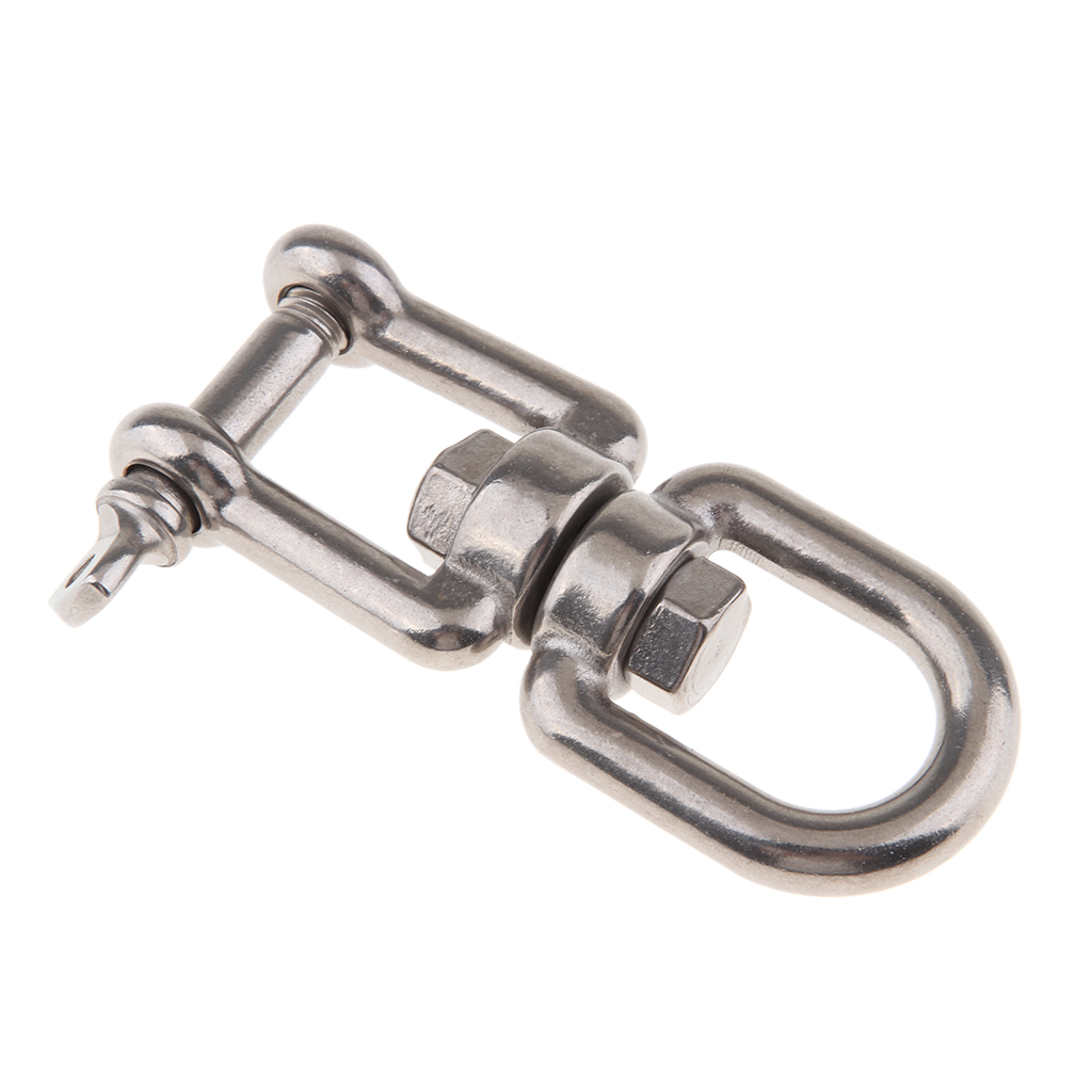Stainless Steel Anchor Chain Eye Shackle Snap Hook Swivel Jaw 8mm Silver