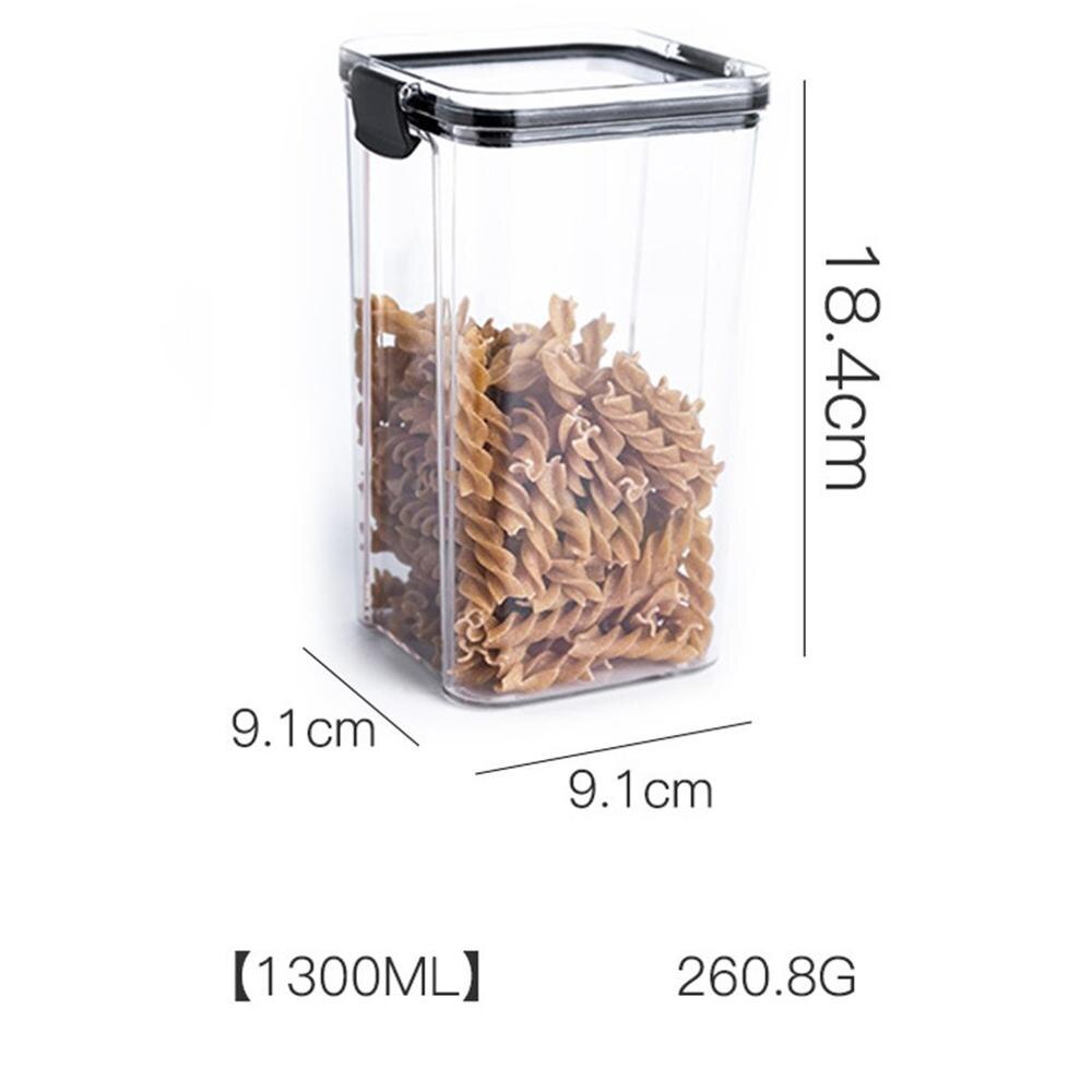 Hem matlagringsbehållare slitstark plast 460ml, 700ml, 1300ml, 1800ml flerkornstankar genomskinliga burkar: 1300ml