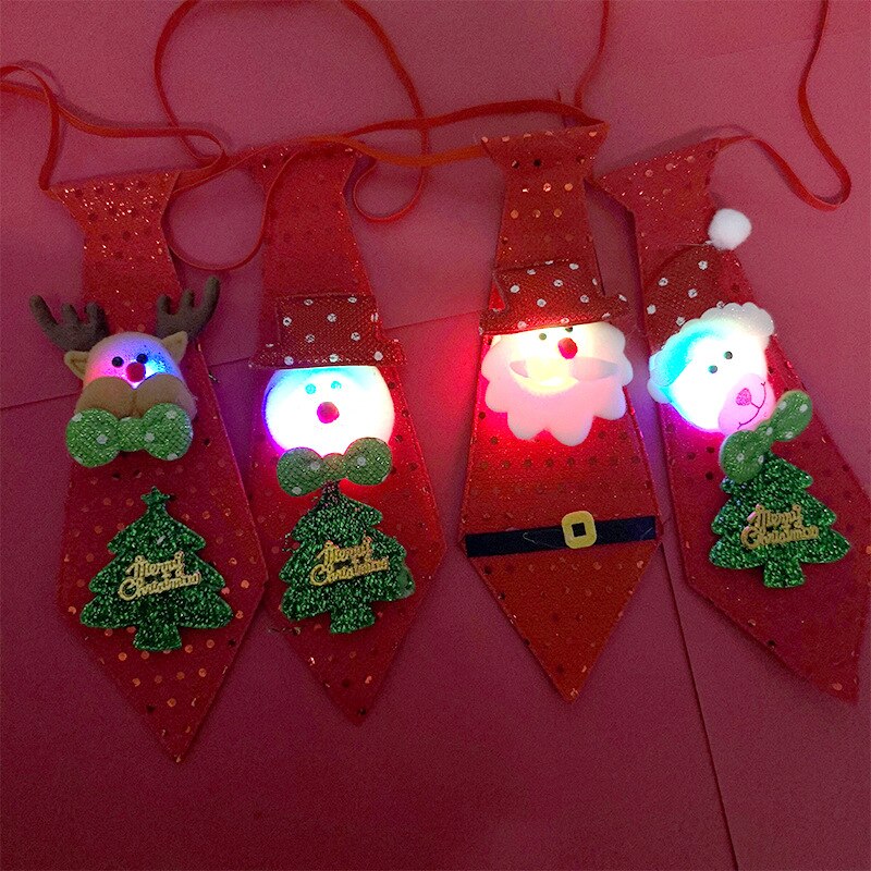 Corbata ostentosa de lentejuelas para niños y niñas, accesorios de Cosplay de Papá Noel, Elk, muñeco de nieve, de Navidad
