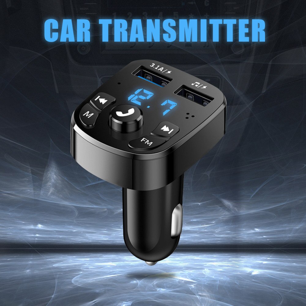 Awtoulag 5.0 FM geçiriji simsiz elsiz ses kabul ediji awtoulag MP3 pleýer USB çalt zarýad beriji Bluetooth bilen gabat gelýän awtoulag enjamlary bluetooth coche