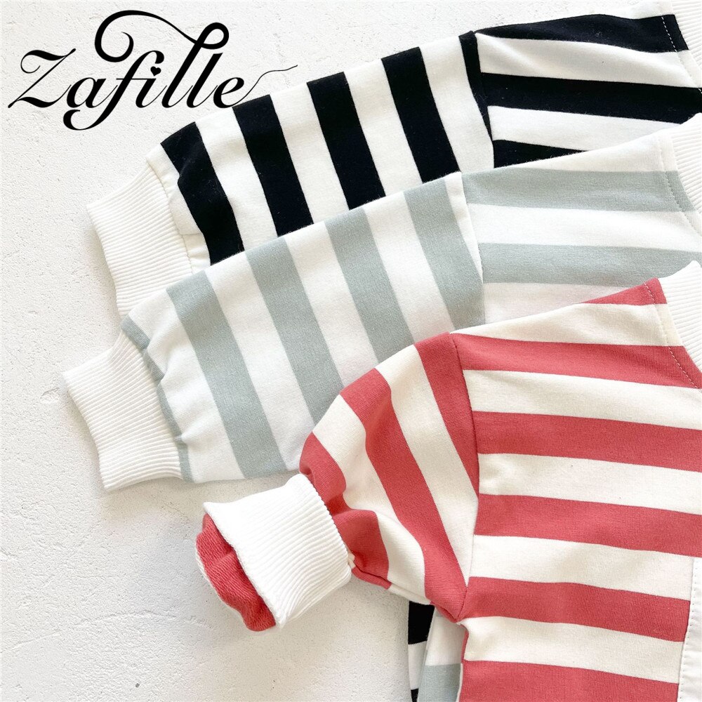 Zafille frühlings-kinderkleidung für mädchen und jungen, gestreifter babybody, süße schlafanzüge für mädchen und #39 , Patchwork-Baby-strampler