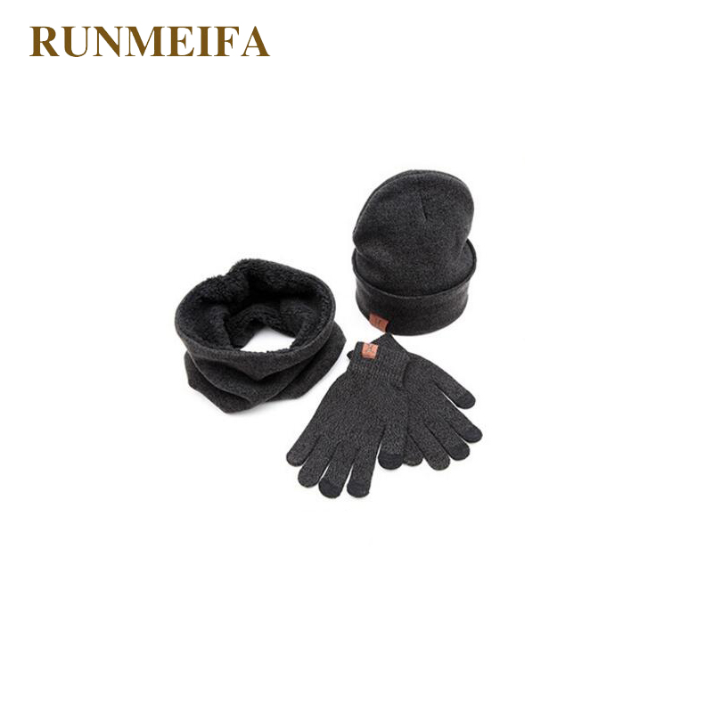 Luksusmærke herre vintervarme hue&tørklæde&touchscreen handsker på lager: C