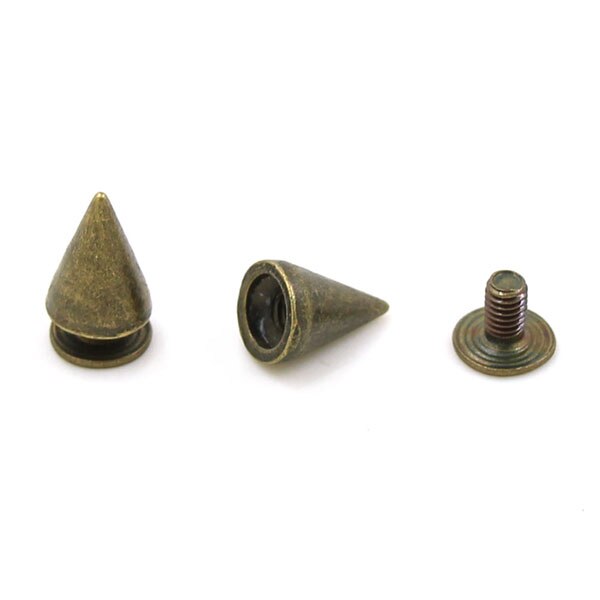 Tachuelas y pinchos de Metal de 7x10mm para ropa, zapatos, bolsos y cinturones, oro, plata, negro o bronce, remaches de cuero Punk, 100 Uds.: Bronze