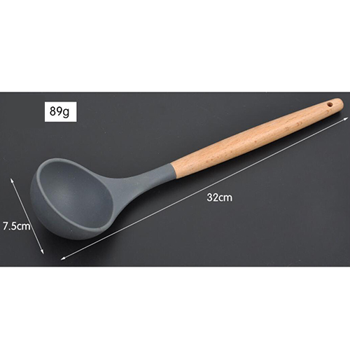 8 Soorten Zwarte Siliconen Hout Spatel hittebestendig Soeplepel non-stick Speciale Koken Schop Voor Keuken gereedschap 10100C: Large Soup Spoon