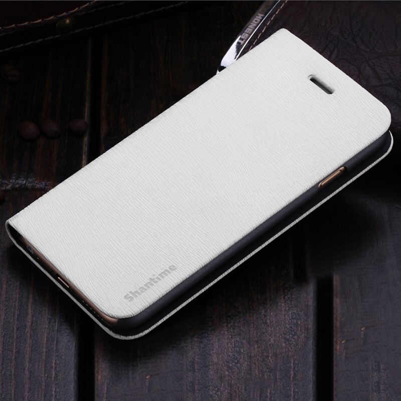 Houtnerf PU Lederen Telefoon Case Voor Vernee M5 Flip Book Case Voor Vernee M5 Business Wallet Case PC Shell back Cover: White
