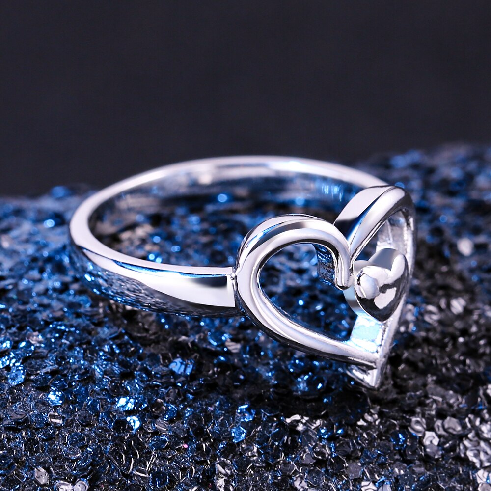 Huitan-Anillo de corazón infinito para chica, de corazón doble hueco Simple, anillos de dedo para niña, venta directa de fábrica