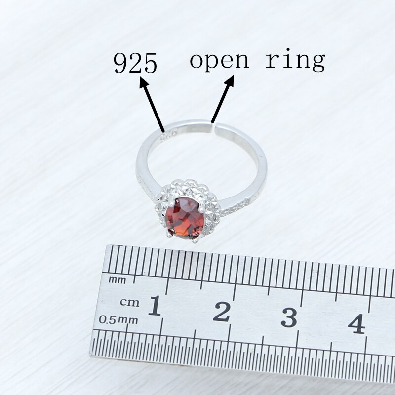 Anillo granate, pendientes, colgante, collar, joyería dulce, conjunto de joyas de plata de ley 925 para mujer, caja de gratis