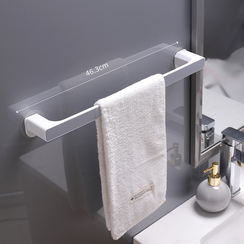 Selvklæbende håndklædeholder rack vægmonteret håndklædehænger badeværelse håndklædeholder hylde skoholder hængende badeværelse arrangør: Jeg er grå