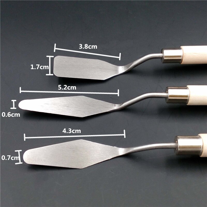 3Pcs/Set Stainless Steel Oil Painting Knives Artist Crafts Spatula Palette Knife Oil Painting Mixing Knife Scraper Art Tools